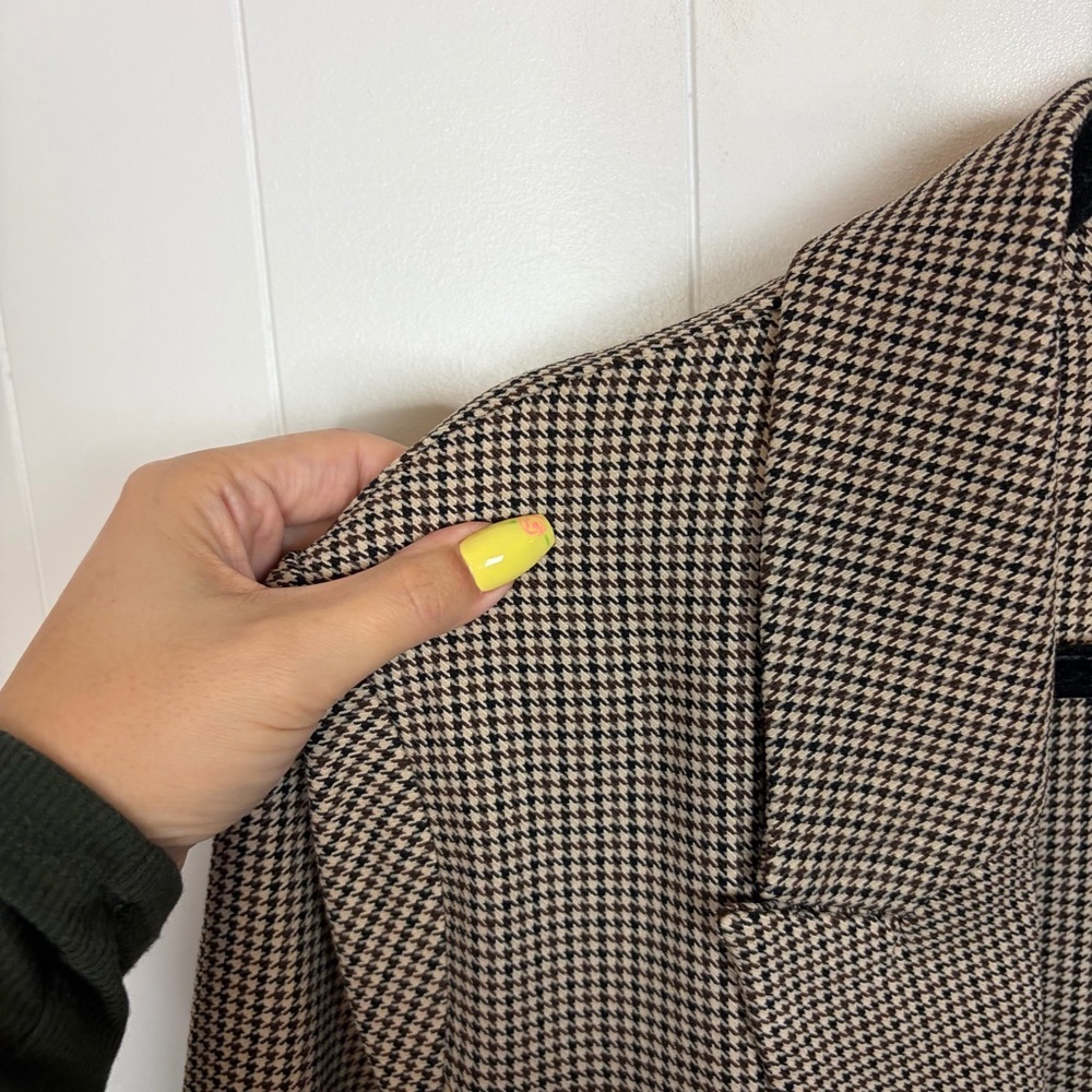 Cleo brown houndstooth Check Blazer Jacket Office Work Wear Size XXL stretch - Picture 5 of 11